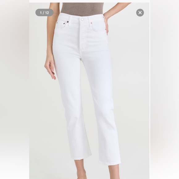 Agolde | white Riley cropped jeans - Picture 1 of 8